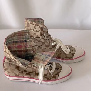 Coach Bonney High Top Fold Down Sneakers Signature Pattern Size 7